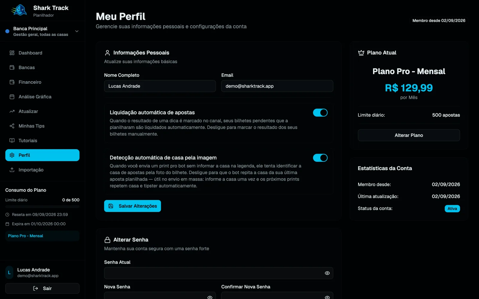 Página Meu Perfil